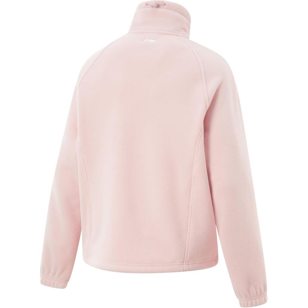 Li-Ning Fitness Series Infrared Warm Anti-Static Stand Collar Casual Loose Fleece Shoulder Dopamine Sweatshirt Women sweatshirt Light-Pink AFDU934-5