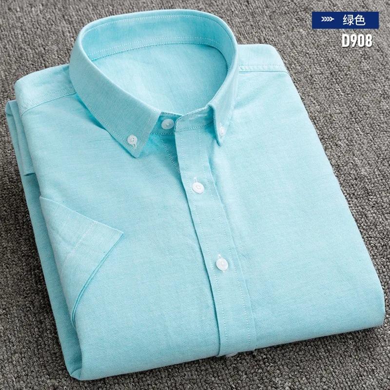 Nueva Camisa Social para Hombre Manga Corta 100% Algodón Puro Oxford Suave Abotonada Cuadros Formal Ropa Masculina Bolsillo Camisa Social S-7XL