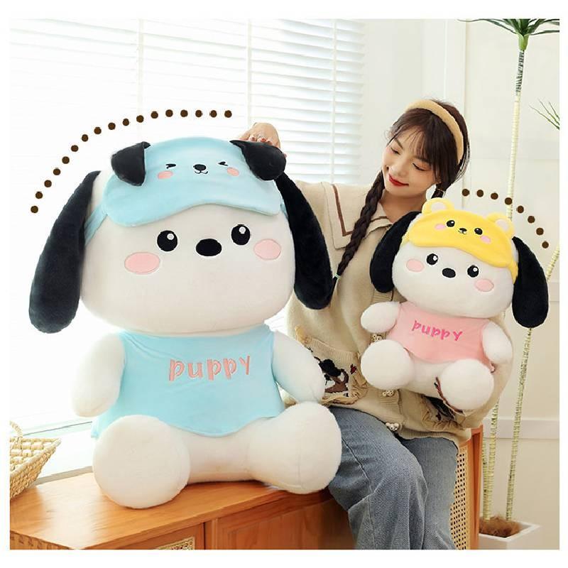 Cute And Soft Pochacco Dog Plush Toy Cartoon Doll For Girls With Eye Mask Feature