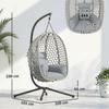 Hanging Egg Chair, Indoor Outdoor Rattan Hammock Swing Chair with Stand, Safety Strap, Foldable Basket, Light Grey