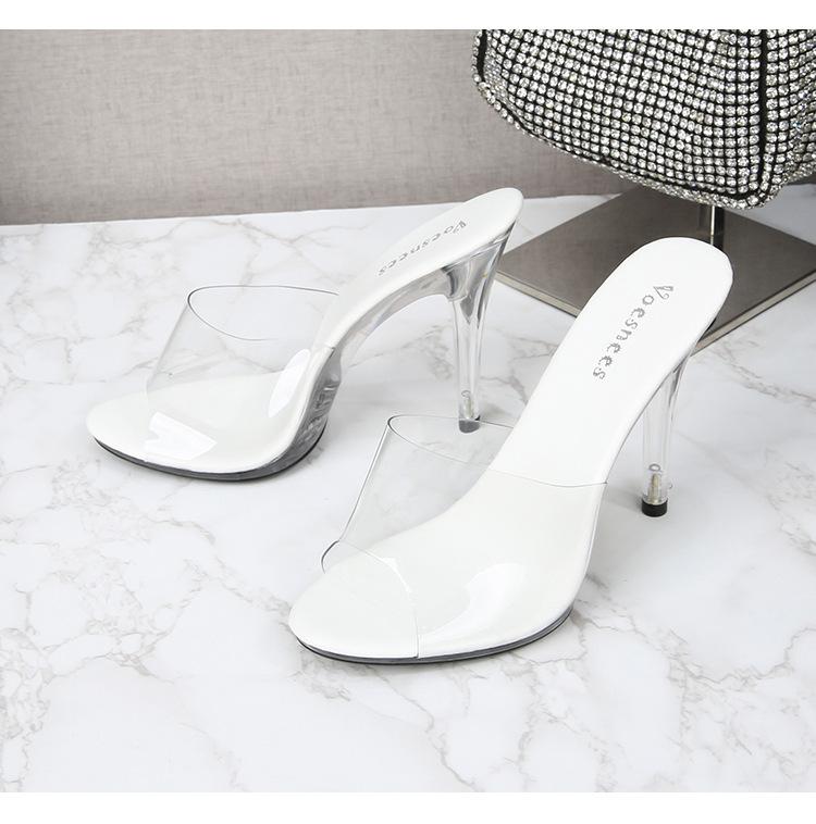 Przezroczyste PCV Kryształowe Sandały Na Wysokim Obcasie Antypoślizgowe Buty Damskie Seria 19861 Obcas 11 cm LFD