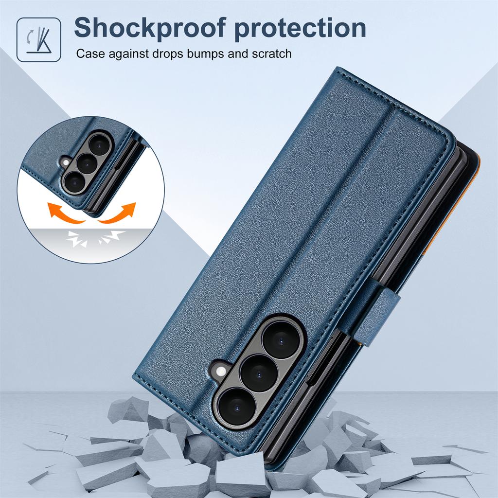 Premium Leather Business RFID Phone Case For Samsung Galaxy Z Fold 7 Wallet Card Slots Magnetic Flip Cover For Z Fold 6 5 4 3 5G
