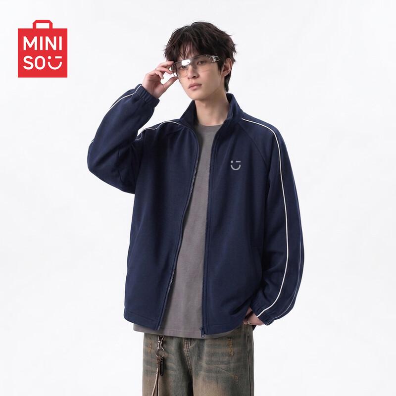 MINISO Youth American-Style Colorblock Stand-Collar Bomber Jacket