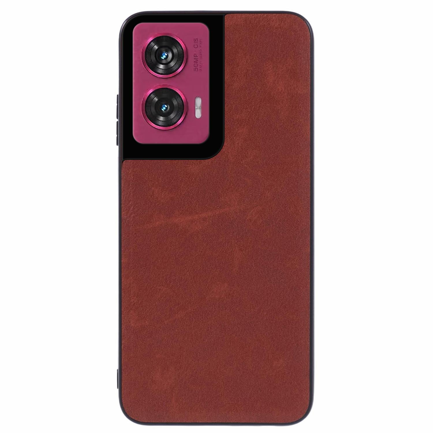 

Для чехла Motorola Edge 50 Fusion Ретро Кожаное покрытие PC+TPU Гибридная Защитная Крышка для Телефона Brown