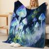 Mushroom Design Thick Flannel Throw Blanket, Soft Warm Cozy for Home, Guest Room, Christmas & Halloween, Single Use