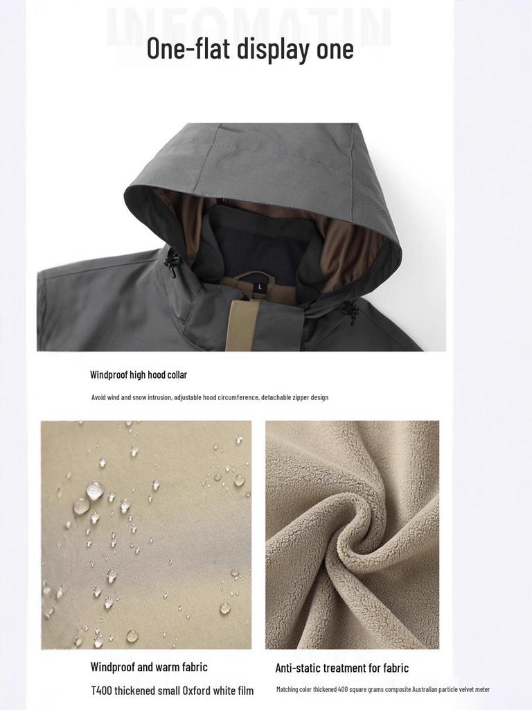 Au Li Rong Windproof Jacket: Customizable with Logo Embroidery, Detachable, Plus Velvet for Workwear