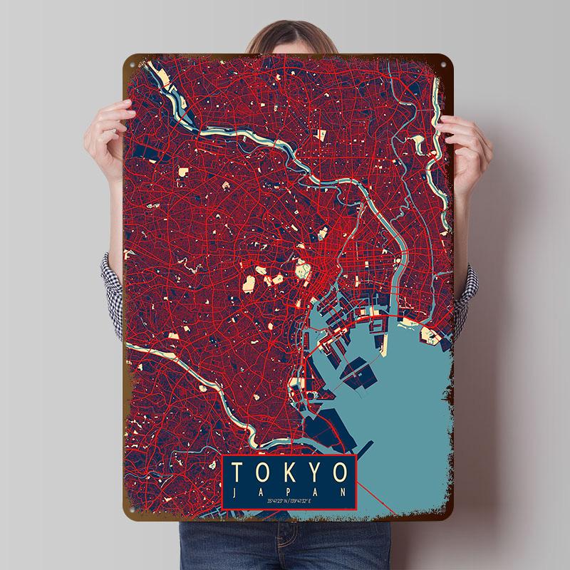 Madrid Vintage Map Tin Sign Metal Poster Posters on the Wall Decoration Items Customizable Metal Signs for Wall Art Decoration