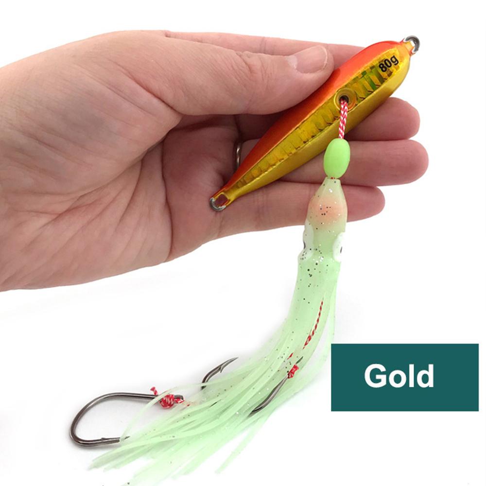 40g-200g Sinking Saltwater Sea Fishing Spinning Lure Hard Bait Inchiku Squid Lure Metal Slow Jig Head BKK Skirts Hook