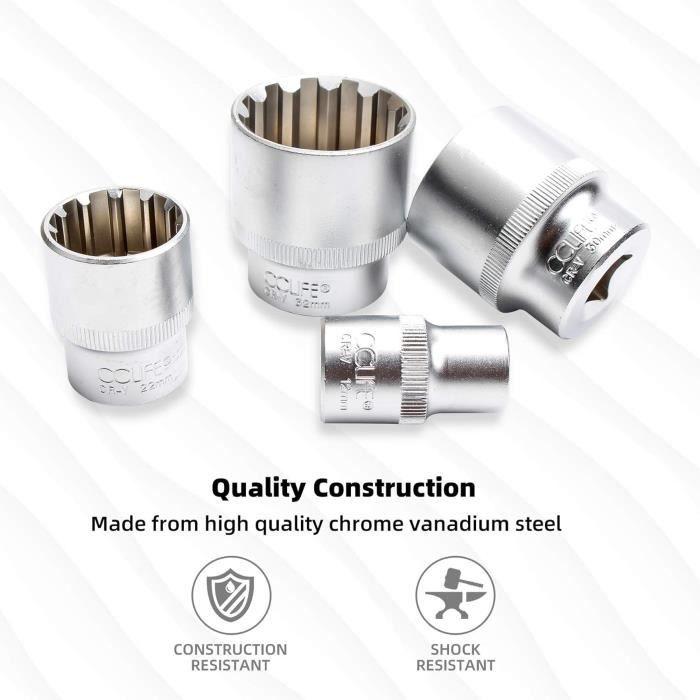 Female Torx Socket Set - CCLIFE - 19pcs - Chrome-Vanadium Steel - Sizes 8mm To 32mm - 6 and 12 Point