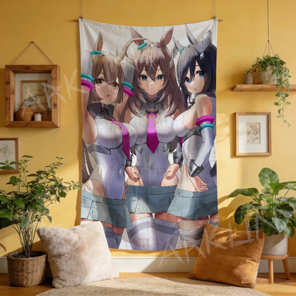 Tapestry Decorative Hot Uma Musume Anime Gaming Girl Tapestry Wall Art Hanging Dorm Background Cloth Banner Fans Gift Home Decor