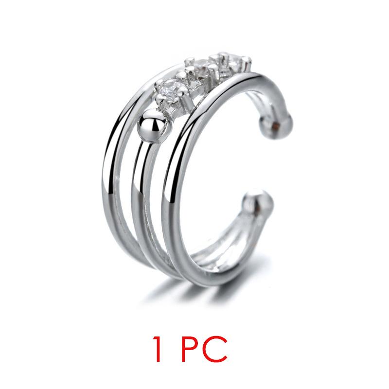 

Fake Piercing Ear Cuff For Women Hip-hop Rock Cubic Zirconia 1PC Silver Color Cuban Chain Cartilage Clip Earrings KAE330