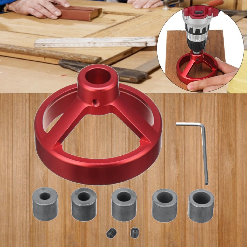 6-10mm Straight Angle Hole Drill Guide Bit Doweling Jig Woodworking Locator 7pcs 80x55mm