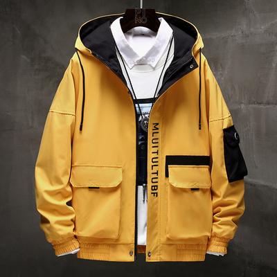 Men's Hooded Jacket Personalized Tooling Jacket Spring and Autumn New Loose Casual Sports Trend Versatile