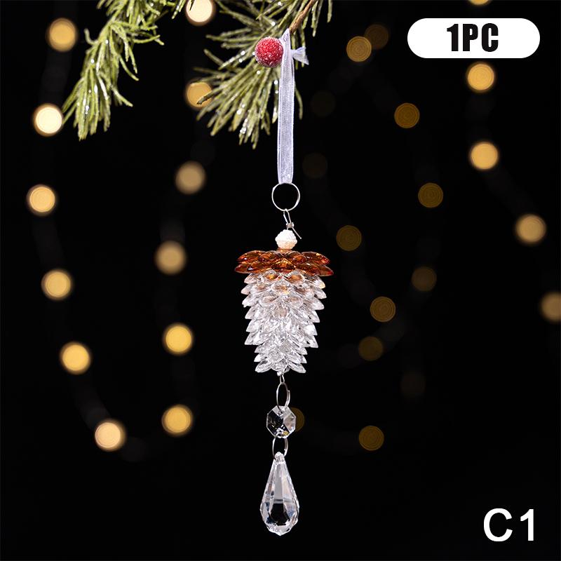 Clear Acrylic Christmas Tree Decorations Christmas Hanging Ornaments Snowflake & Icicle Hanging Decor New Year Party Decorations