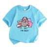Kids Boys Girls 100% Cotton Crew Neck Short Sleeve T-Shirt, Cute Gaming Fat Cat Print Casual Funny Shirt, Comfy Tees for Daily Wear Leisure Home Party