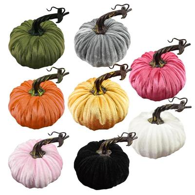 Fake Velvet Pumpkin Halloween Decoration Pumpkins Small Foam Pumpkins Autumn Table Decor Thanksgiving Cute Pillow Cushion