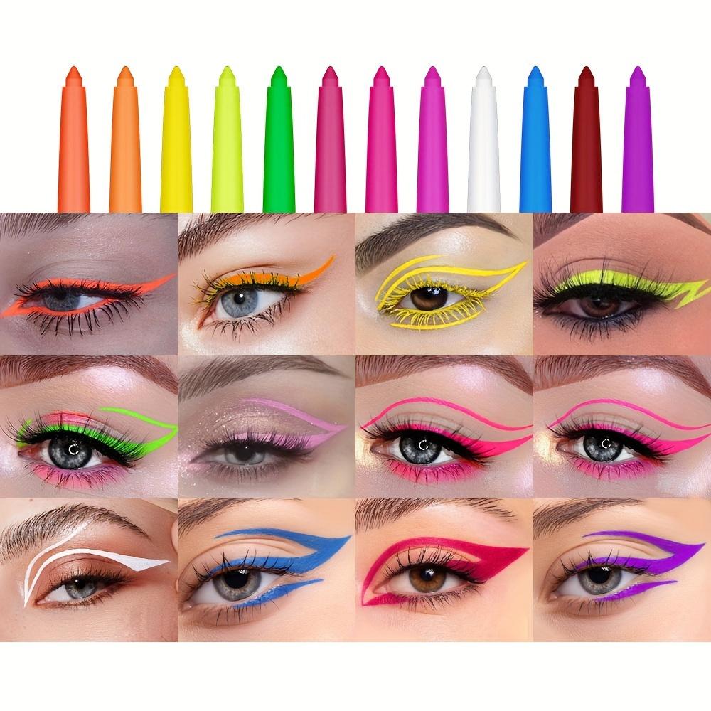 Set di 12 matite eyeliner, ombretto in penna con bagliore UV fluorescente, pittura per il corpo neon eyeliner liquido penna per trucco per festival musicali