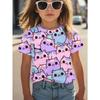 Girl Clothing Summer 3D Print T-Shirt Kawaii Cat Graphic Kids Girls Clothes Outdoor Short Sleeve Causal Children Top for Girls