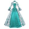  new, retro long-sleeved dress, printed temperament evening dress, cosplay dress.