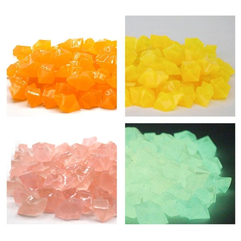 300pcs Mini Luminous Stones 14mm Glowing in Dark Garden Pebbles Ornament for Aquarium Colorful Artificial Stone Ornament