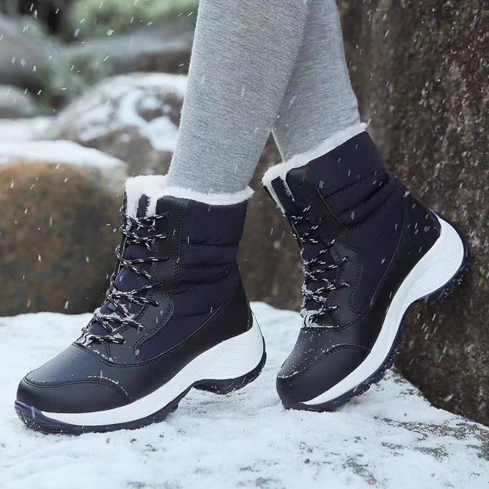 Women Boots Waterproof Heels Boots For Winter New Tren Platform Ankle Boots Keep Warm Snow Shoes Plush Outdoor Short Boots