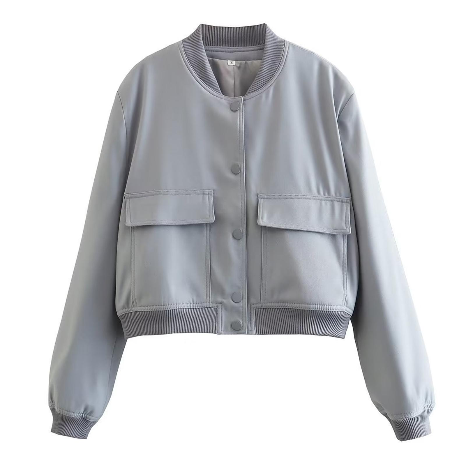 

Женская модная куртка-пальто с большими карманами, короткими длинными рукавами и застежкой на пуговицы L