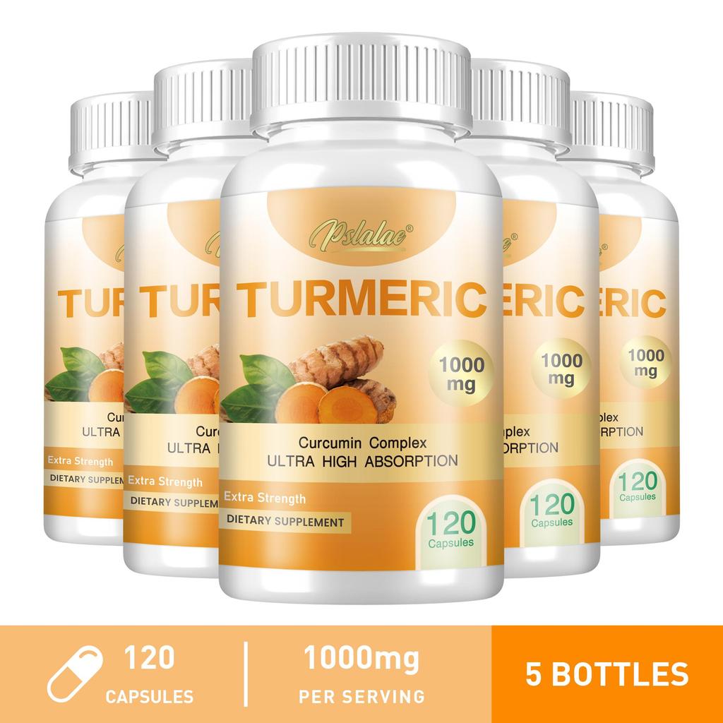 Pslalae Turmeric Capsules, for joint health, containing 1000 mg of turmeric complex, suitable for both men and women.