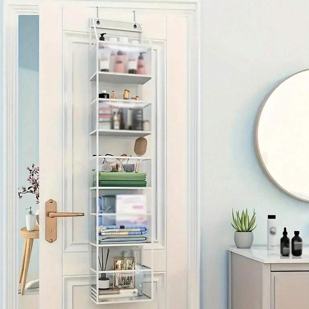 1pc/2pcs - Over-the-Door Organizer – Versatile, Foldable, Clear Wall-Mounted Storage Solution for Home Organization