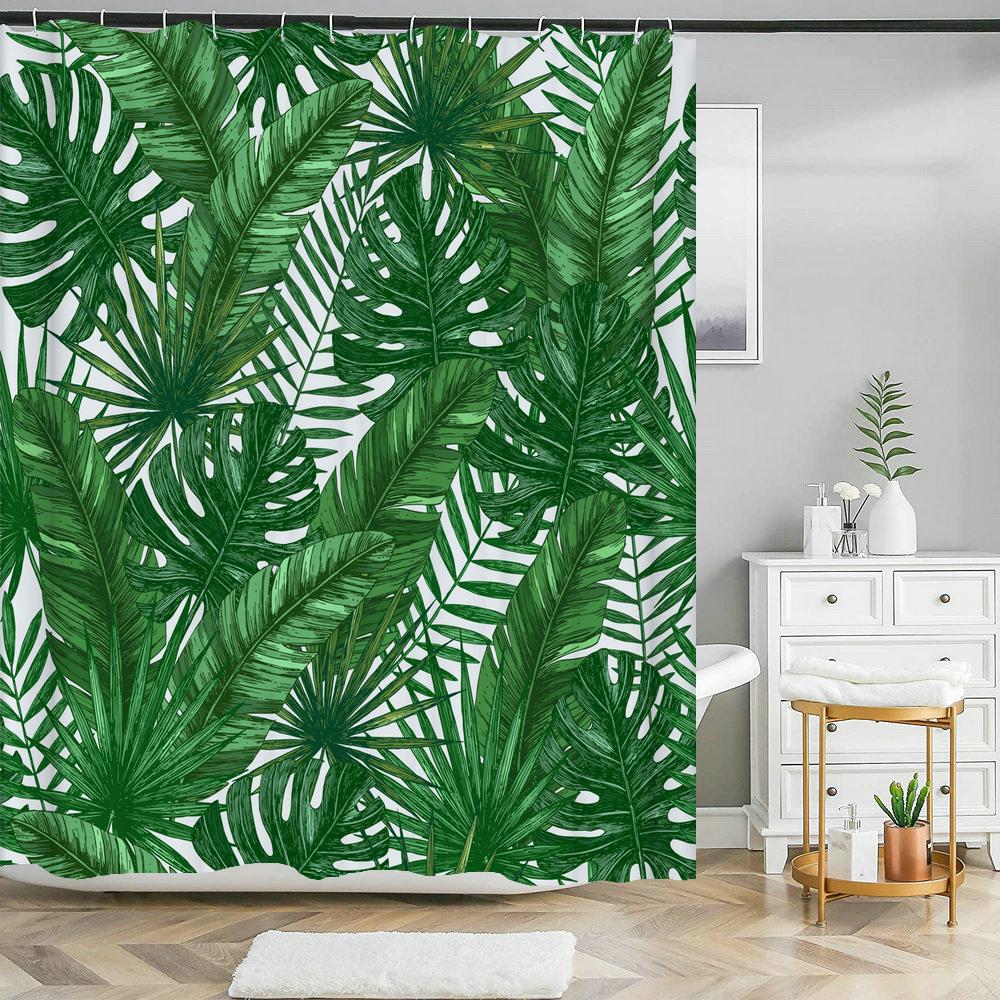 Tropical Green Plant Shower Curtain Leaves Printed washable bath curtain Waterproof Polyester Fabric bathroom Curtains