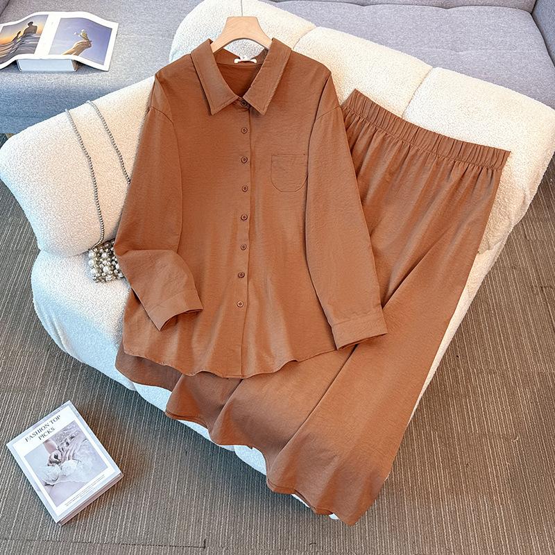 

Новое женское платье большого размера для весны и осени в непринужденном и расслабленном стиле, включающее рубашки с длинными рукавами и юбки. 6XL кофейный