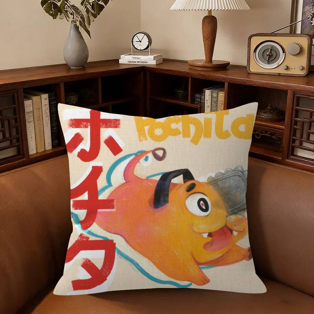 Anime Cchainsaw Man Pochita Cushion Cover Inches Farmhouse Decor Home Throw Pillow Covers for Couch Decorations