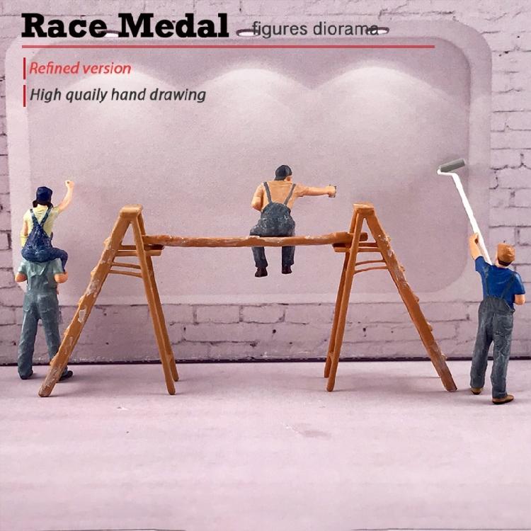 Construction Worker Set Adds Charm To Dioramas And Shelf Displays Resin Handmade Workmen Figurines For Craft Projects