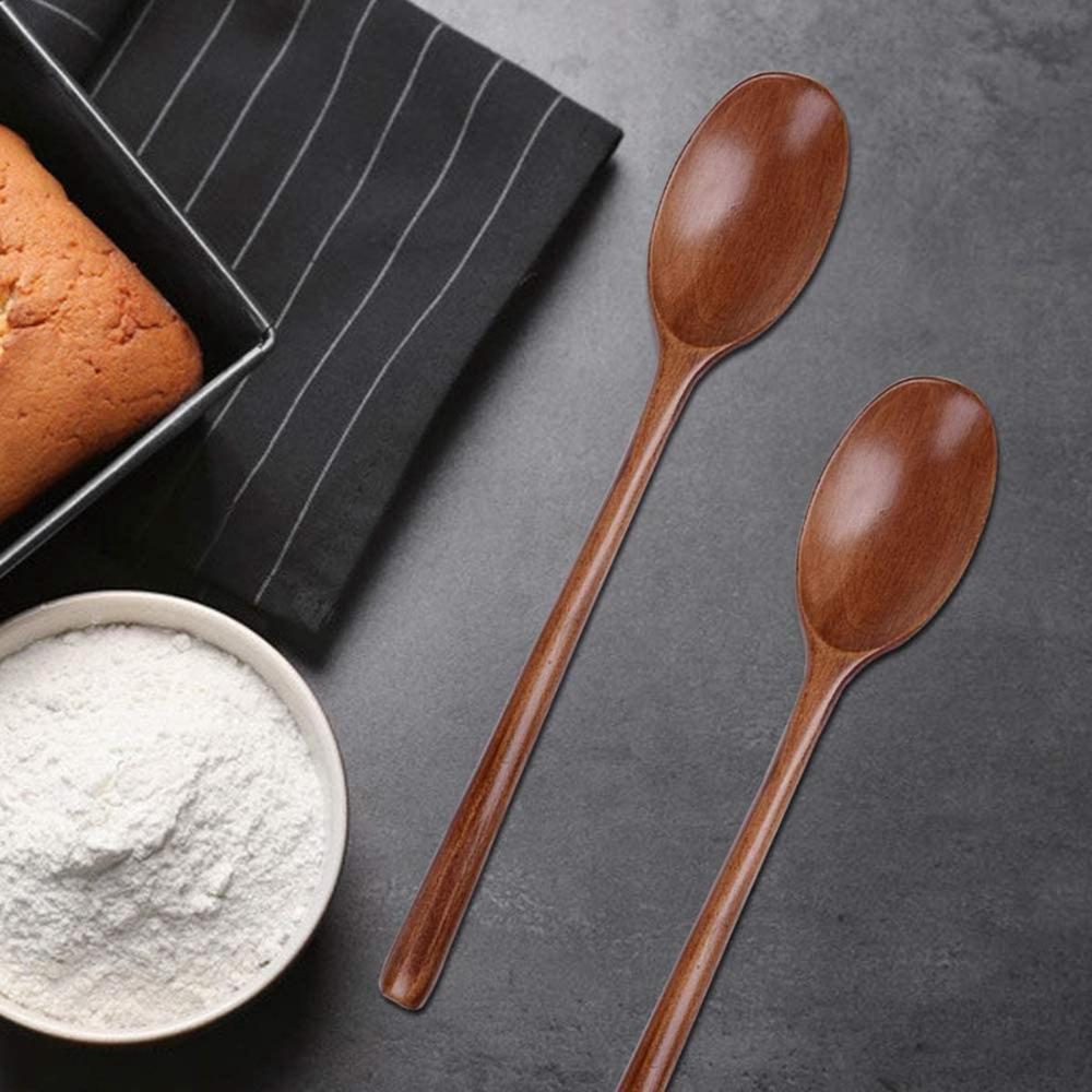 Baby Dinnerware Long Handle Japanese Style Natural Wooden Spoons Cutlery Kitchen Utensil Tableware