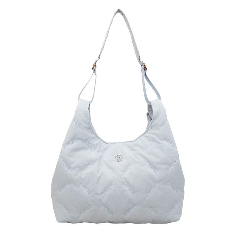 Rhombus embroidery thread bag women's large-capacity commuting simple tote bag casual versatile literary messenger bag