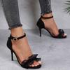 Fashion Large Size Low Sandals Woman Leather Big Low-heeled Rome Slides Hoof Heels PU Fabric Low Sandals Woman Leather Large Size Low-