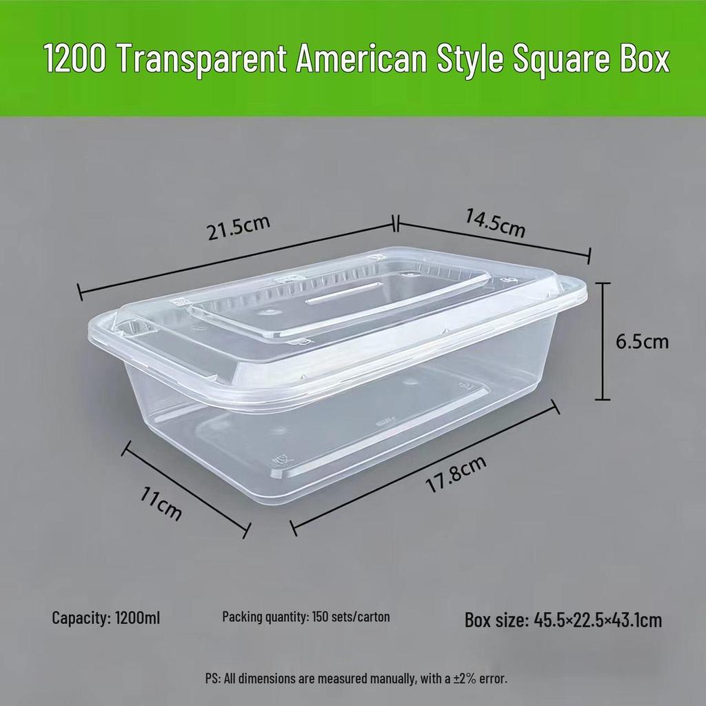 Rechteckiger Einweg-Lebensmittelbehälter für die Mikrowelle - Schwarz, Weiß & Transparent Takeaway-Mittagessensbox.