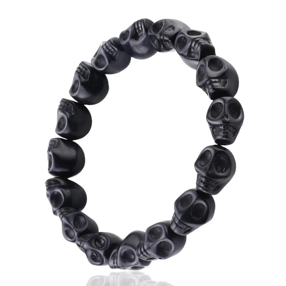 Acrylic Skeleton Beaded Bracelet Bone Stone Elastic Bangle Punk Skull Beaded Bracelet Teenager