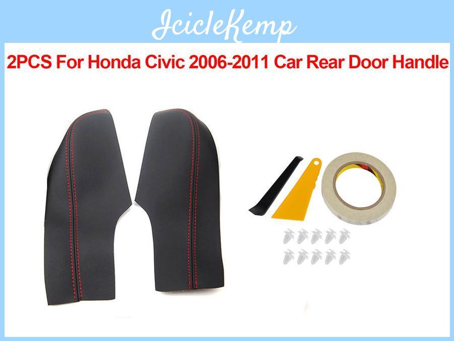 For 8th Gen Honda Civic 2006 2007 2008 2009 2010 2011 2pcs Car Rear Door Armrest Panel Microfiber Leather Cover Trim