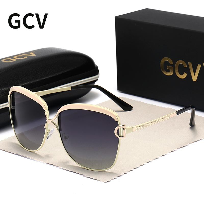 

GCV поляризованные женские солнцезащитные очки женские градиентные линзы круглые солнцезащитные очки квадратные люксовый бренд Oculos Lunette De Soleil Femme Polarized бежевый