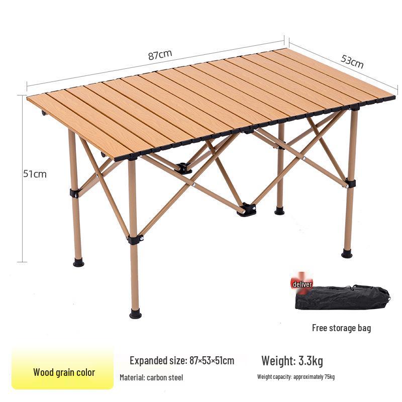 Carbon Steel Folding Table: Outdoor Camping, Picnic, Roll-Up, Indoor Dining, and Street Stall Use.