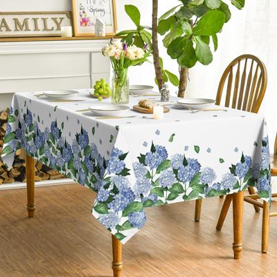 Frühling Sommer Tischdecke Ostern Aquarell Hortensie Blühend Floral Tischdecke Waschbar Zuhause Küche Party Esstisch Dekor