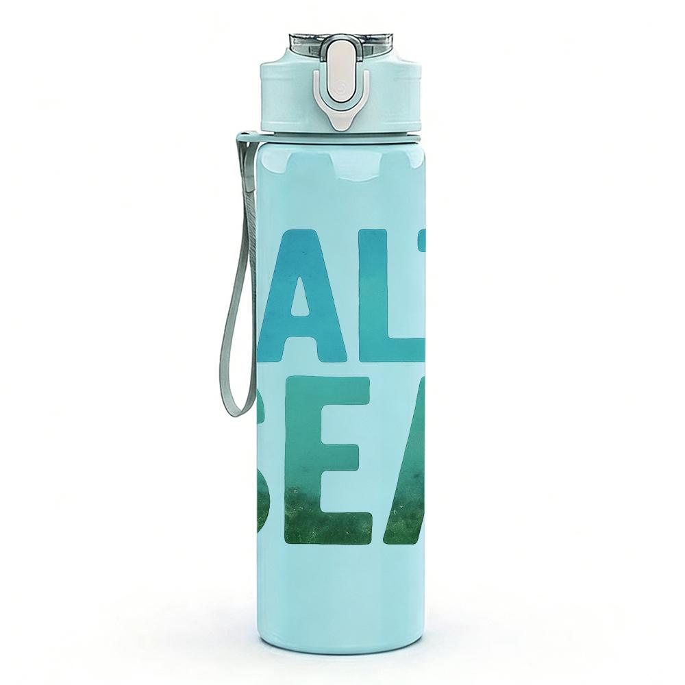 1PC Salt Sea Bold Letter Text 750ml Color Plastic Sports Water Bottle Leakproof Flip Straw Lid For Sports Office Home Use