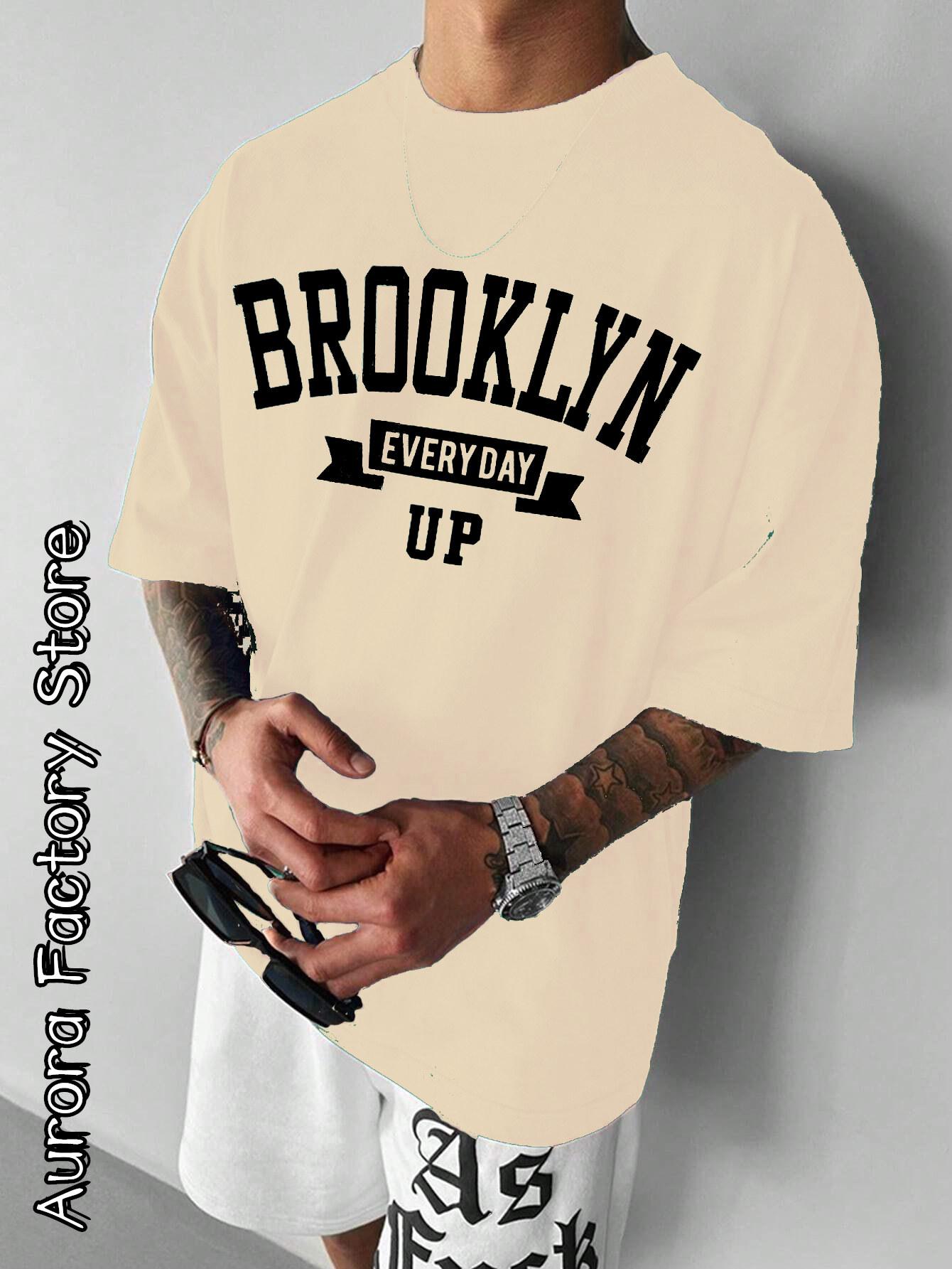 

Летняя мужская хлопковая футболка с принтом Brooklyn, топы, футболки, мужская мода, надпись, футболка с коротким рукавом, одежда, уличная одежда Харадзюку S