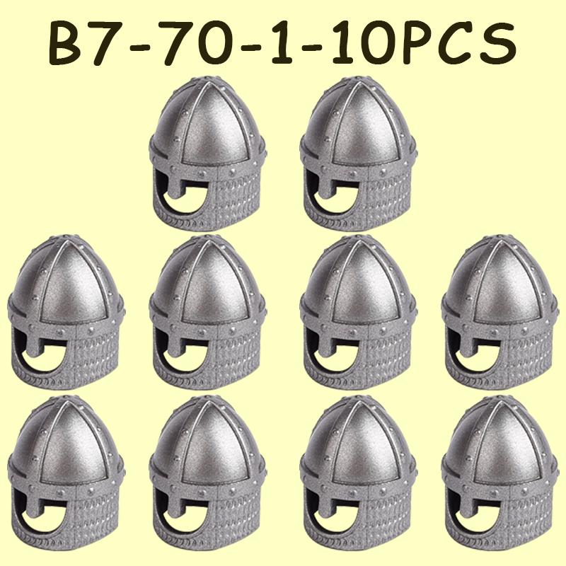 MOC Medieval Military Castle Soldier Figures Helmets Series Building Blocks Knights Accessories Warrior Hat  Bricks Toys Gifts