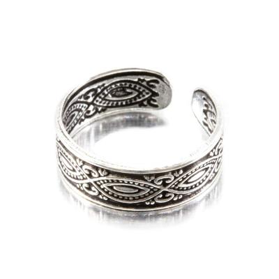 Orris Toe Ring, 925 Sterling Silver, Adjustable Size, Simple, Men's (Ethnic)