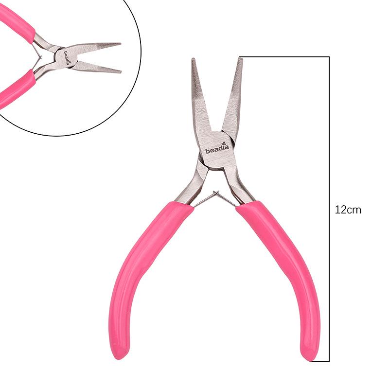 "Handmade Pink Needle-Nose Pliers: Multi-Function Jewelry Tool for Beading and Winding"