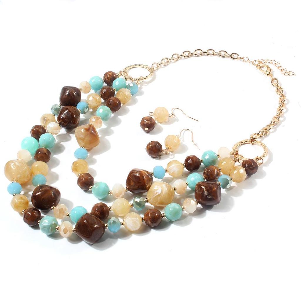 Exaggerated Resin Multi-Layer Clavicle Statement Necklace