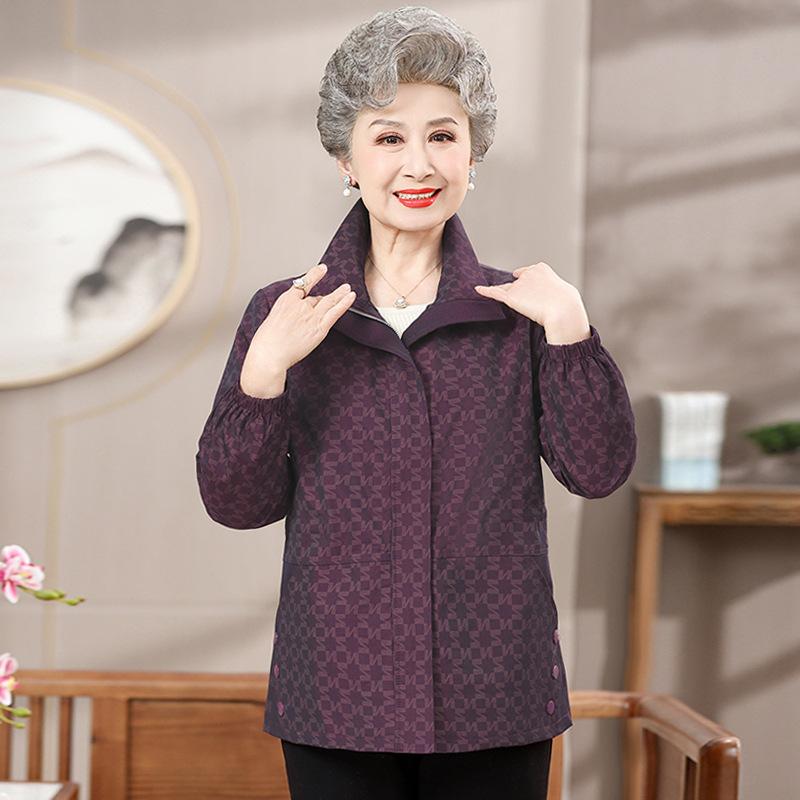 

Весенняя тонкая куртка куртка женская сезонный короткий тренч пожилая женщина на одежде 5XL (recommended 145-80 kg) фиолетовый