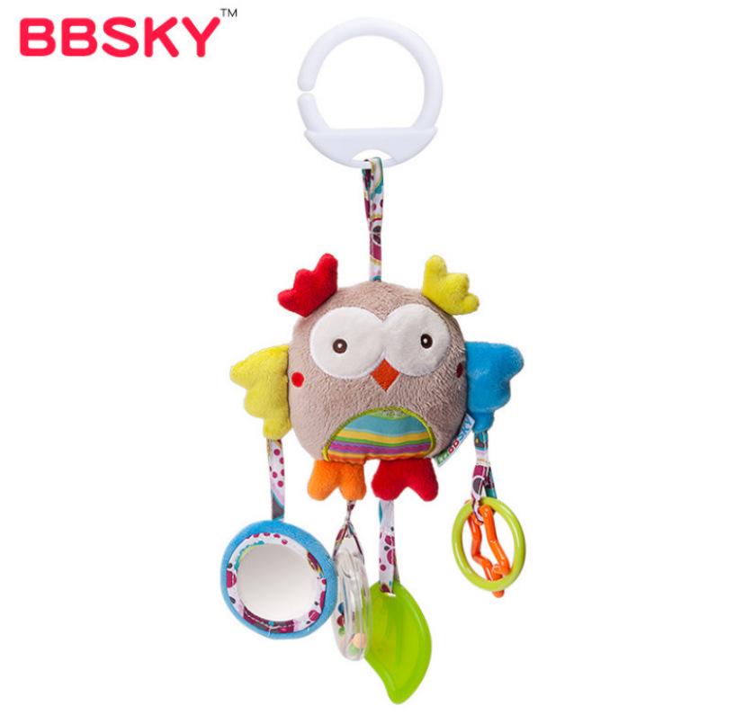 BBSKY Adorable Cartoon Animal Baby Crib Mobile & Teething Plush Rattle Toy