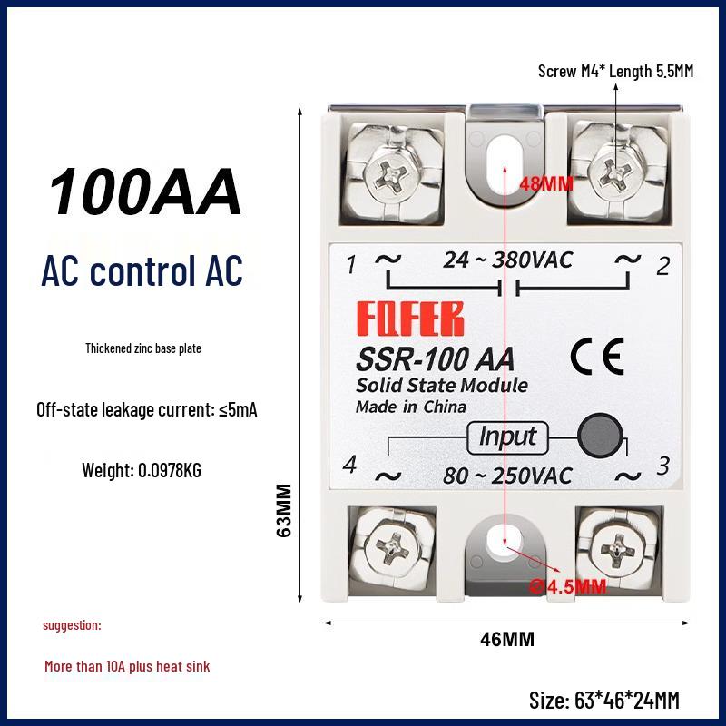 DC-Controlled AC SSR 40DA 25A 60DA 80DA 100DA-H 40DD VA Single-Phase Solid State Relay